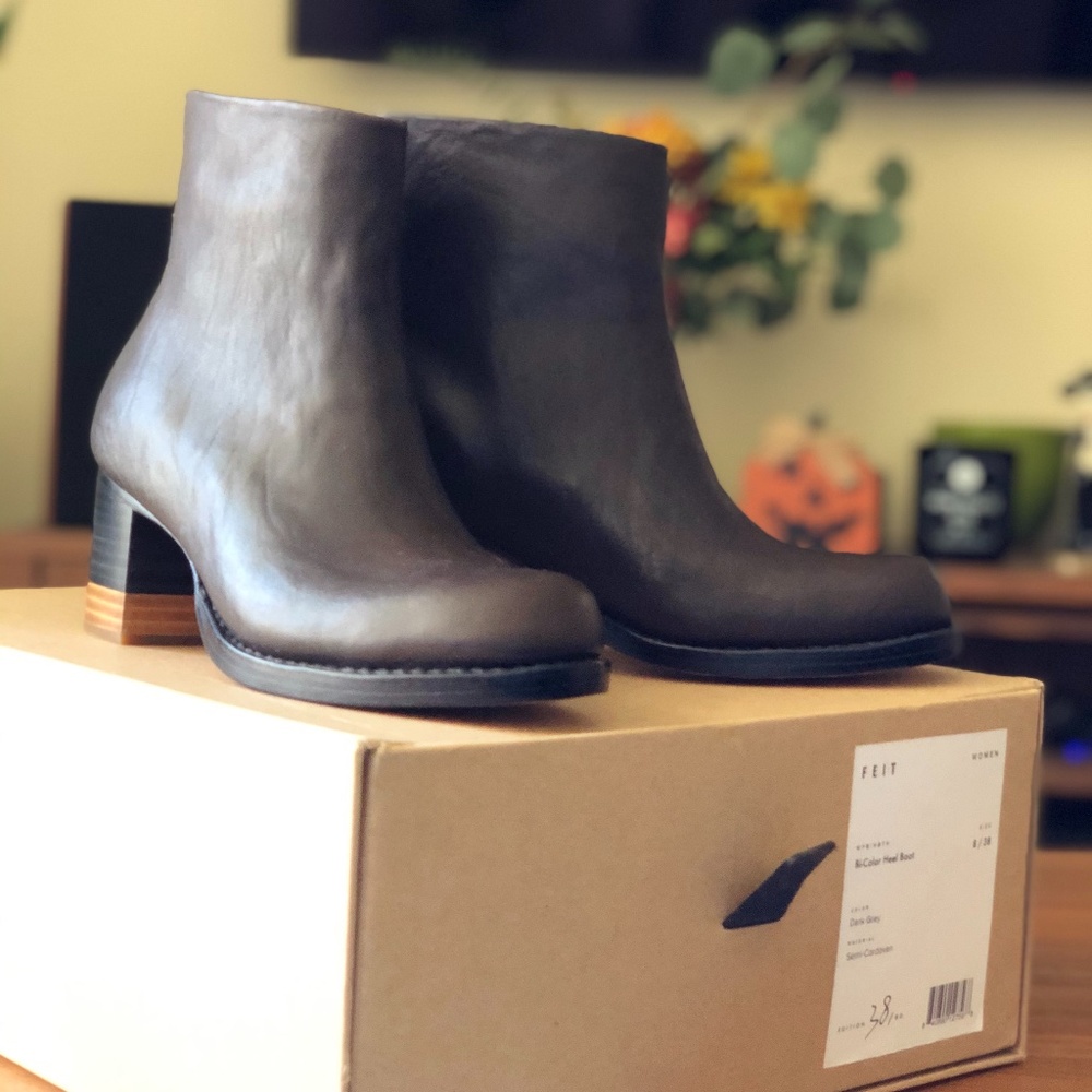 NWT FEIT BI-COLOR HEEL BOOT